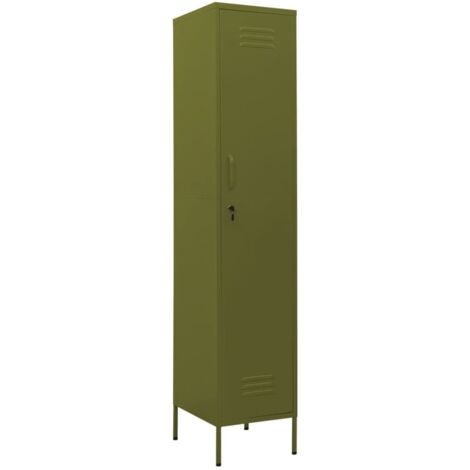 Armoire à casiers Design moderne, Armoire Etagère de rangement, Vert olive 35x46x180 cm Acier OIB9415E
