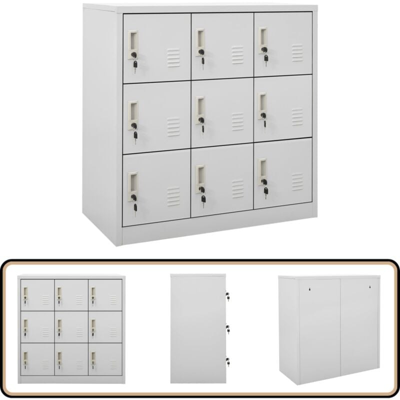 Armoire à casiers Gris clair 90x45x92,5 cm Acier - Armoire Métallique - Rangement Scolaire - Mobilier De Bureau - Casier Verrouillé - Organisation