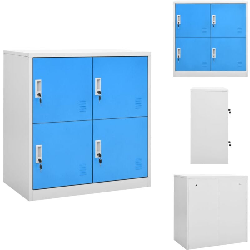 Armoire à casiers Gris clair et bleu 90x45x92,5 cm Acier - Armoire à Casiers - Meuble De Rangement - Rangement Scolaire - Casier Métallique - Armoire