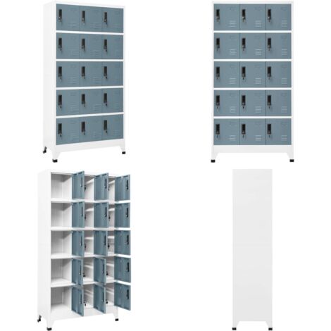 Armoire à casiers Gris clair et gris foncé 90x40x180 cm Acier - Meuble De Rangement - Armoire À Casiers - Armoire Métallique - Rangement Scolaire - Rangement Bureau - Home & Living