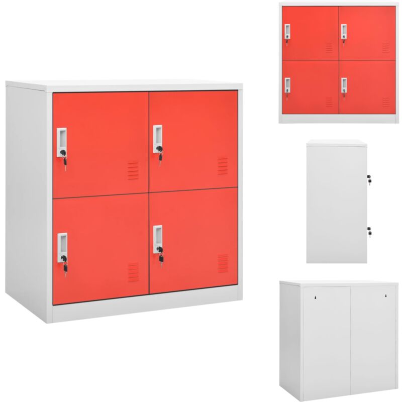 Vidaxl - Armoire à casiers Gris clair et rouge 90x45x92,5 cm Acier - Armoire à Casiers - Meuble De Rangement - Rangement Scolaire - Organisation