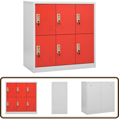 Armoire à casiers Gris clair et rouge 90x45x92,5 cm Acier - Meuble De Rangement - Armoire À Casiers - Rangement Scolaire - Organisation - Meuble Métal