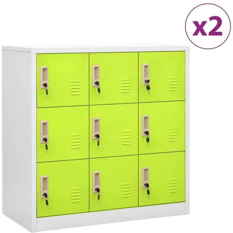 Vidaxl - Armoires à casiers 2 pcs Gris clair et vert 90x45x92,5 cm Acier