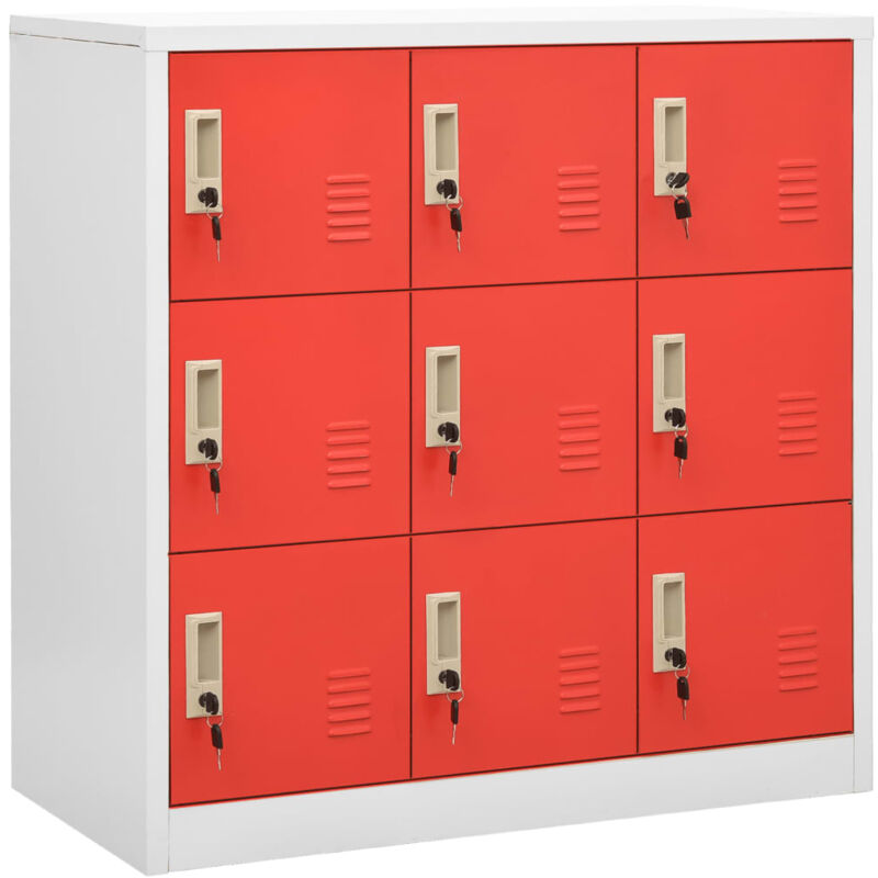 vidaXL Schließfachschrank Hellgrau und Rot 90x45x92,5 cm Stahl