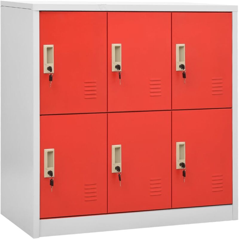 vidaXL Schließfachschrank Hellgrau und Rot 90x45x92,5 cm Stahl