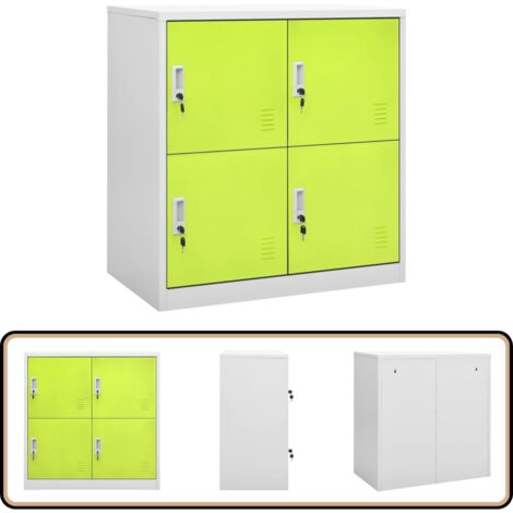 Armoire à casiers Gris clair et vert 90x45x92,5 cm Acier - Armoire À Casiers - Meuble De Rangement - Rangement Scolaire - Organisation - Casier Métallique