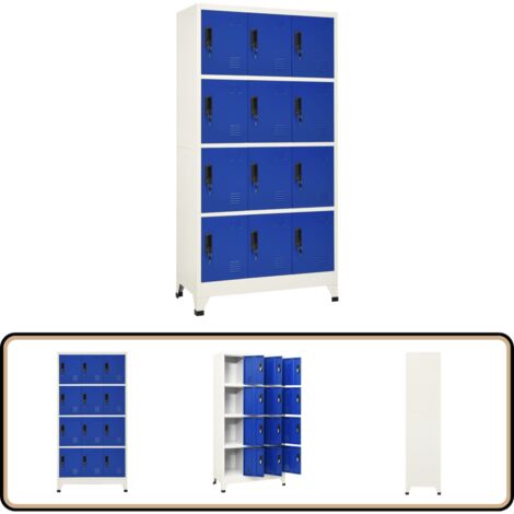 Armoire à casiers Gris et bleu 90x45x180 cm Acier - Armoire À Casiers - Meuble De Rangement - Armoire Métallique - Armoire Scolaire - Armoire De Bureau