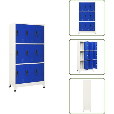 Armoire à casiers Gris et bleu 90x45x180 cm Acier - Armoire À Casiers - Meuble De Rangement - Armoire Métallique - Armoire Scolaire - Armoire De Bureau