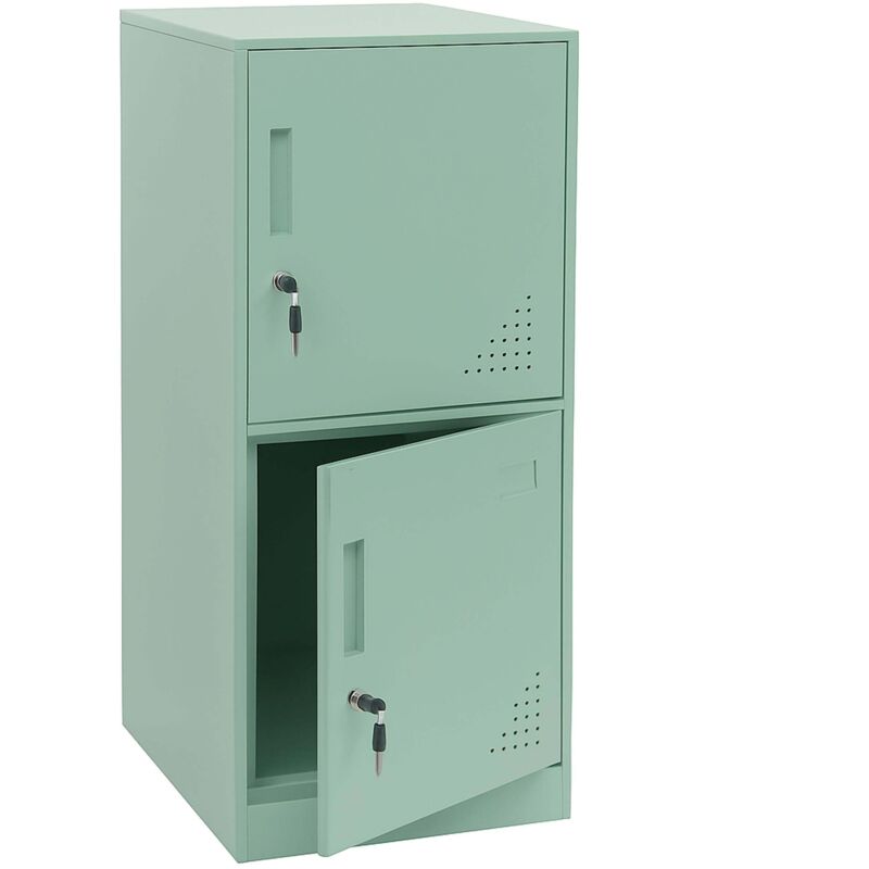 Armoire à casiers HHG-509, armoire à casiers, armoire à casiers 2 portes, 90 x 38 x 45 cm, acier, vert menthe Armoire à casiers HHG-509, armoire à casiers, armoire à casiers 2 portes, 90 x 38 x 45 cm, acier, vert menthe