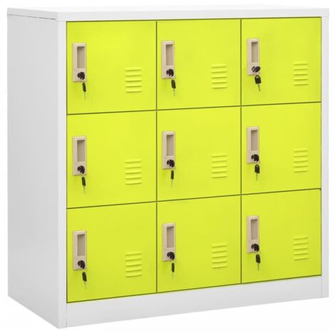 Armoire à casiers-Meuble de rangement Gris clair et vert 90x45x92,5 cm Acier 243538