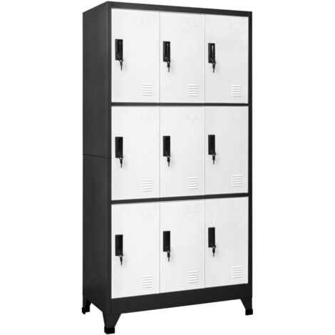 Armoire à casiers Meuble de Rangement - Style Contemporain Anthracite et blanc 90x45x180 cm Acier BV126393 - BonneVie
