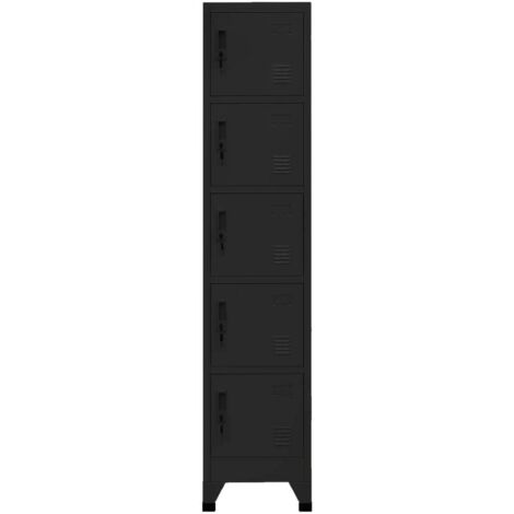 Armoire à casiers Meuble de Rangement - Style Contemporain Noir 38x40x180 cm Acier BV224777 - BonneVie