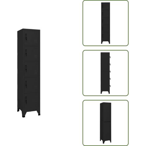 Armoire à casiers Noir 38x40x180 cm Acier - Armoire À Casiers - Meuble De Rangement - Armoire Métallique - Armoire Scolaire - Armoire De Bureau