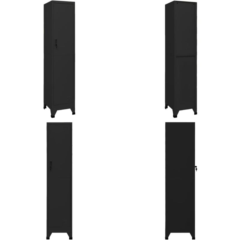 Vidaxl - Armoire à casiers Noir 38x45x180 cm Acier - Meuble De Rangement - Armoire Métallique - Armoire à Casiers - Meuble Scolaire - Rangement