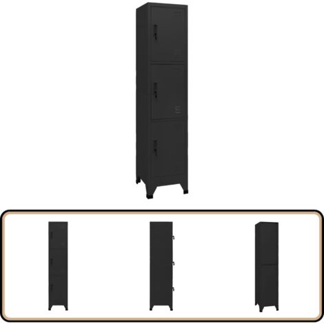 Armoire à casiers Noir 38x45x180 cm Acier - Armoire À Casiers - Meuble De Rangement - Armoire Métallique - Armoire Scolaire - Armoire De Bureau