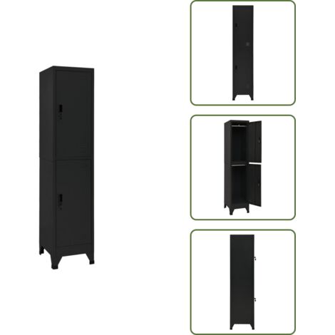 Armoire à casiers Noir 38x45x180 cm Acier - Armoire À Casiers - Meuble De Rangement - Armoire Métallique - Armoire Scolaire - Armoire De Bureau