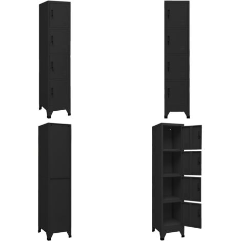 Armoire à casiers Noir 38x45x180 cm Acier - Armoire À Casiers - Meuble De Rangement - Armoire Métallique - Armoire Scolaire - Armoire De Bureau - Home & Living