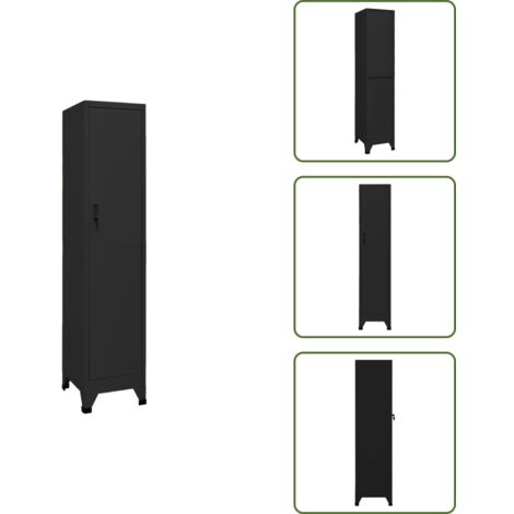 Armoire à casiers Noir 38x45x180 cm Acier - Meuble De Rangement - Armoire Métallique - Armoire À Casiers - Meuble Scolaire - Rangement Bureau