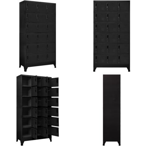 Armoire à casiers Noir 90x40x180 cm Acier - Meuble De Rangement - Armoire Métallique - Armoire À Casiers - Placard Métal - Organisation - Home & Living