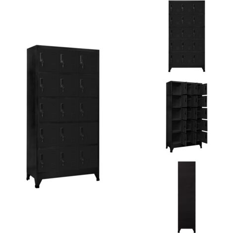 Armoire à casiers Noir 90x40x180 cm Acier - Meuble De Rangement - Armoire Métallique - Armoire À Casiers - Placard Mural - Organisation