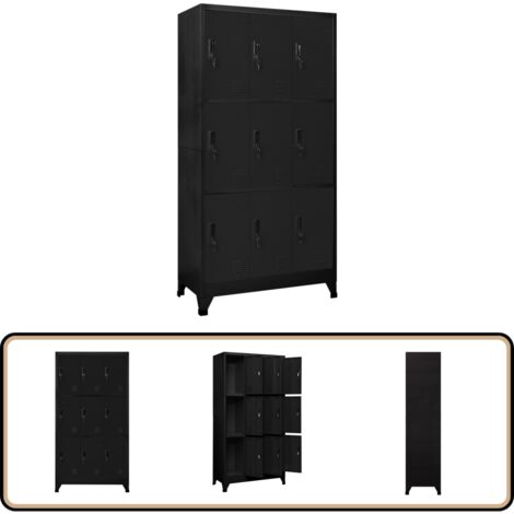 Armoire à casiers Noir 90x45x180 cm Acier - Armoire À Casiers - Meuble De Rangement - Armoire Métallique - Armoire Scolaire - Armoire De Bureau
