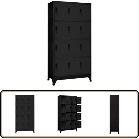 Armoire à casiers Noir 90x45x180 cm Acier - Armoire À Casiers - Meuble De Rangement - Armoire Métallique - Armoire Scolaire - Armoire De Bureau