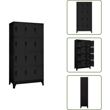 Armoire à casiers Noir 90x45x180 cm Acier - Armoire À Casiers - Meuble De Rangement - Armoire Métallique - Armoire Scolaire - Armoire De Bureau