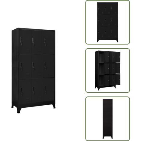 Armoire à casiers Noir 90x45x180 cm Acier - Armoire À Casiers - Meuble De Rangement - Armoire Métallique - Armoire Scolaire - Armoire De Bureau