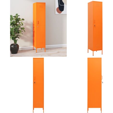 Armoire à casiers Orange 35x46x180 cm Acier - Meuble De Rangement - Armoire Métallique - Armoire À Casiers - Rangement Vertical - Organisation Maison - Home & Living