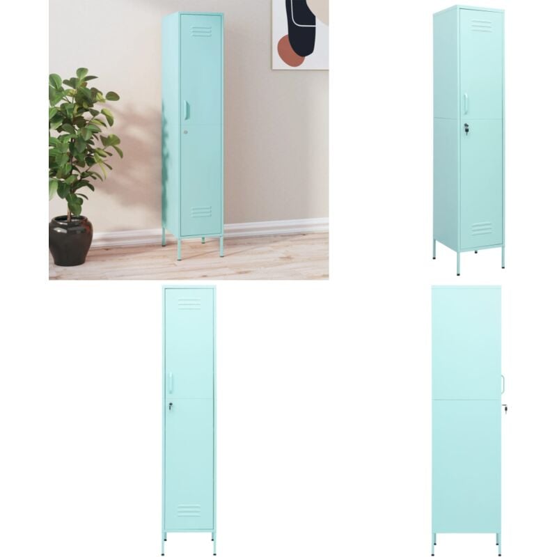 Armoire à casiers Vert menthe 35x46x180 cm Acier - Meuble De Rangement - Armoire Métallique - Armoire À Casiers - Rangement Vertical - Armoire Verte