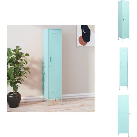 Armoire à casiers Vert menthe 35x46x180 cm Acier - Meuble De Rangement - Armoire Métallique - Armoire À Casiers - Rangement Vertical - Armoire Verte