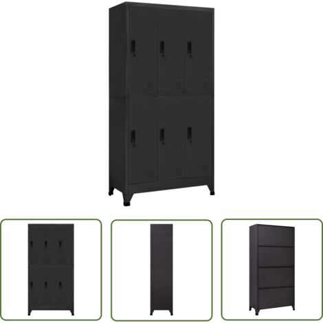 Armoire à casiers, Vestiaire Métallique, Meuble de rangement Anthracite 90x45x180 cm Acier HYB14444