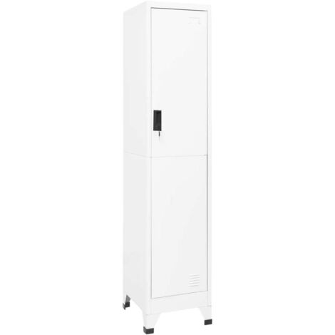 Armoire à casiers, Vestiaire Métallique, Meuble de rangement Blanc 38x45x180 cm Acier HYB51767