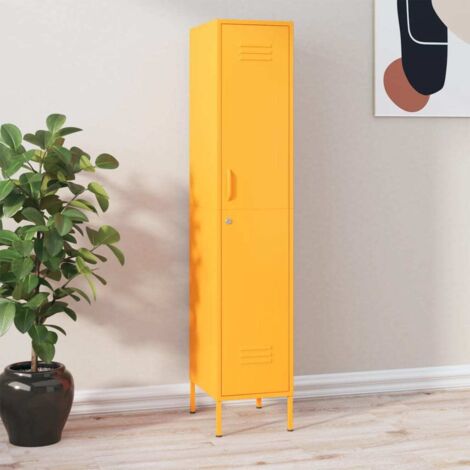 Armoire à casiers, Vestiaire Métallique, Meuble de rangement Jaune moutarde 35x46x180 cm Acier HYB43661