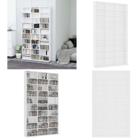 Armoire à CD Blanc 102x16x177,5 cm Bois d'ingénierie - Meuble TV - Bibliothèque - Rangement Cd - Meuble Audio - Étagère Ouverte - Home & Living