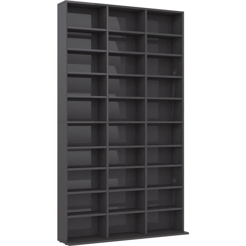 Armoire à CD Aggloméré 102x23x177,5 cm Gris Brillant