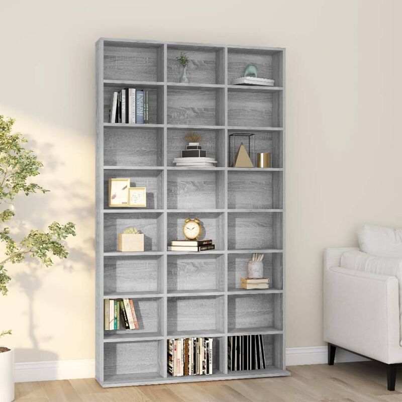 Armoire à CD Bibliothèque - Étagère de Rangement - Style Industriel Sonoma gris 102x23x177,5 cm Bois d'ingénierie vidaXL