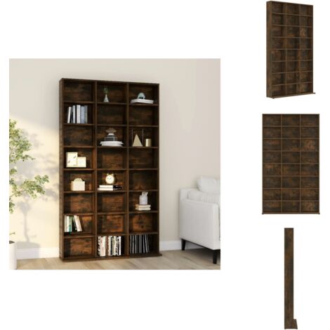 Armoire à CD Chêne fumé 102x23x177,5 cm Bois d'ingénierie - Meuble Tv - Meuble Rangement Cd - Bibliothèque - Armoire Multimedia - Rangement Disque