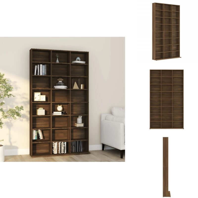 Armoire à CD Chêne marron 102x23x177,5 cm Bois d'ingénierie - Meuble Cd - Armoire Rangement Cd - Meuble Audio - Bibliothèque Cd - Stockage Musique