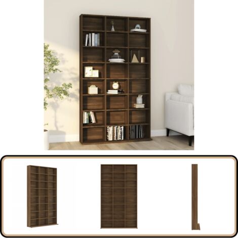 Armoire à CD Chêne marron 102x23x177,5 cm Bois d'ingénierie - Meuble Cd - Armoire Rangement Cd - Meuble Audio - Bibliothèque Cd - Stockage Musique
