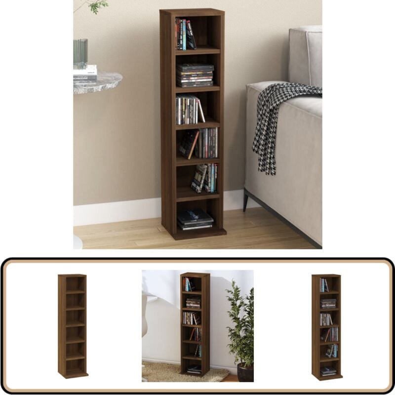 Armoire à cd Chêne marron 21x20x88 cm Bois d'ingénierie - Armoire à cd - Rangement cd - Bibliothèque - Meuble Audio - Meuble Design