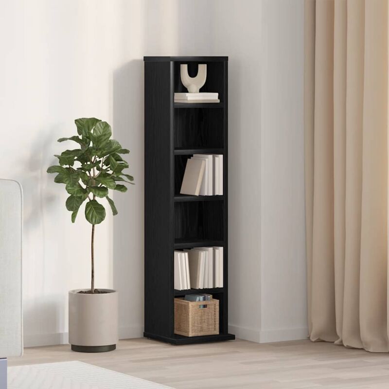 Armoire à CD-Étagère range CD-Meuble de rangement chêne noir 21x20x88 cm bois d'ingénierie 821550