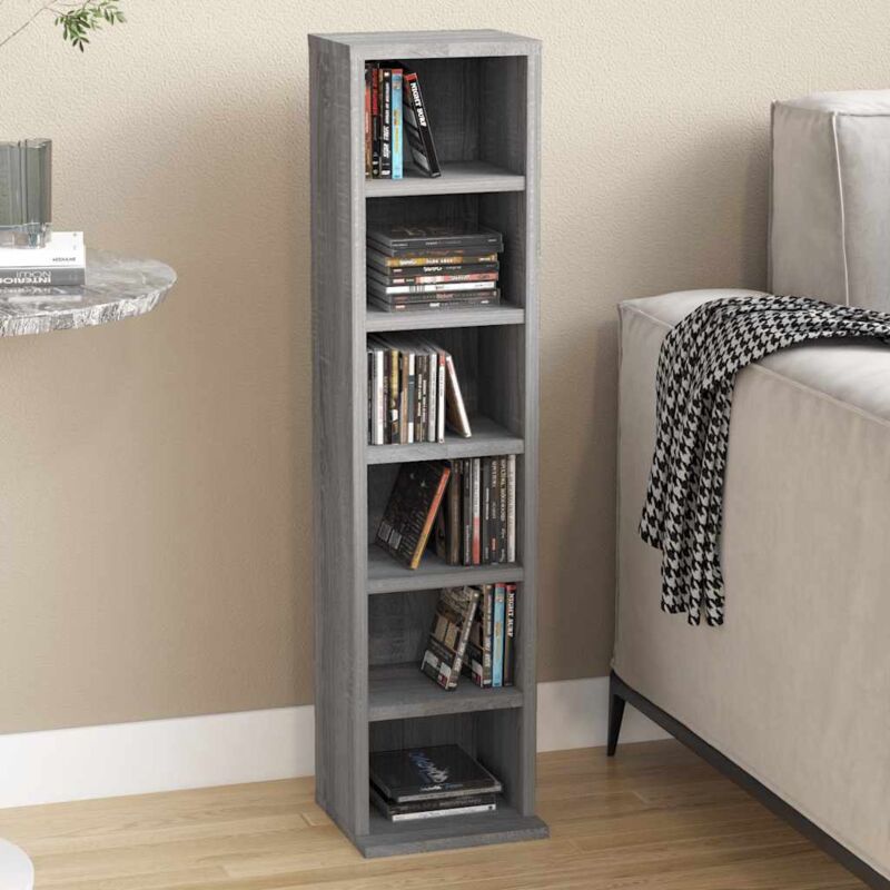 Armoire à CD-Étagère range CD-Meuble de rangement Sonoma gris 21x20x88 cm Bois d'ingénierie 836846