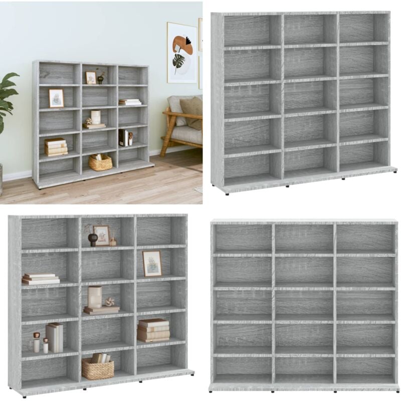 Vidaxl - Armoire à cd Sonoma gris 102x23x89,5 cm Bois d'ingénierie - Armoire à cd - Meuble Rangement cd - Bibliothèque cd - Étagères Murales