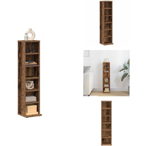 Armoire à CD vieux bois 21x20x88 cm bois d'ingénierie - Armoire À Cd - Armoires À Cd - Unité De Rangement Cd - Armoire À Étagère