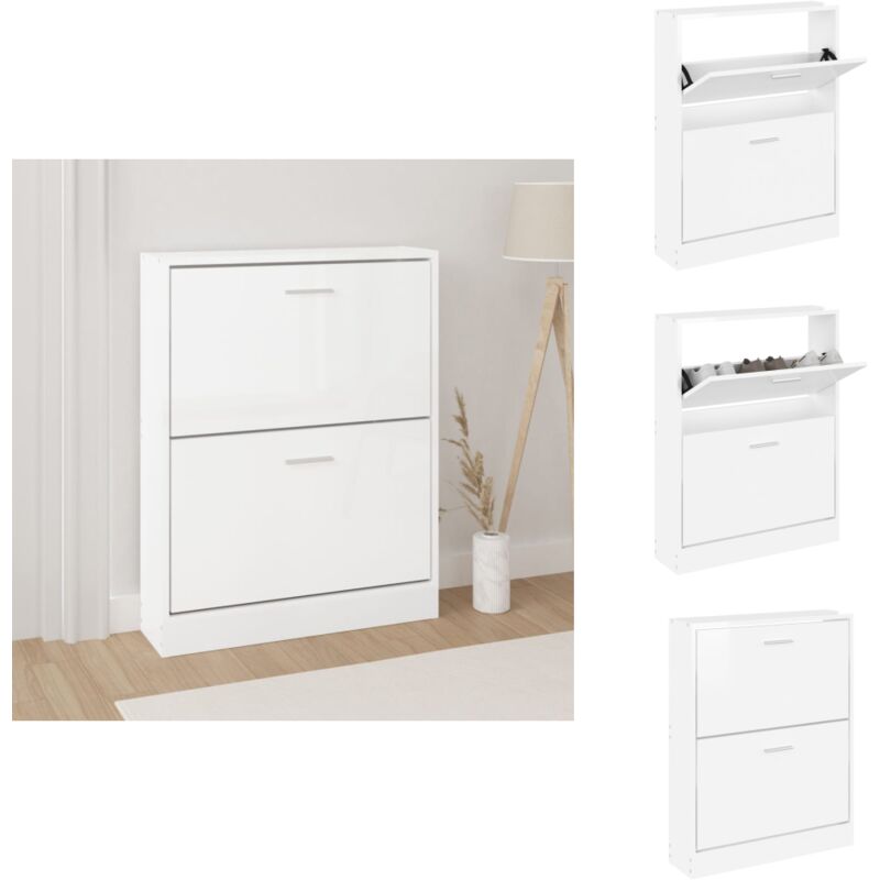 Vidaxl - Armoire à chaussure Blanc brillant 59x17x81 cm Bois ingénierie - Meuble Rangement Chaussures - Armoire à Chaussures - Rangement Intérieur