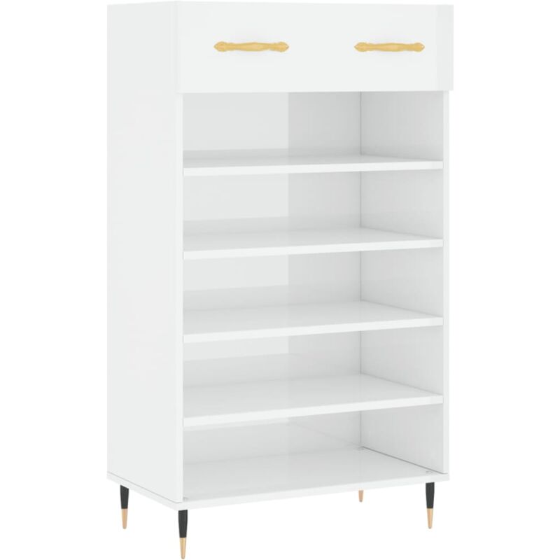Vidaxl - Armoire à chaussure Blanc brillant 60x35x105 cm Bois ingénierie