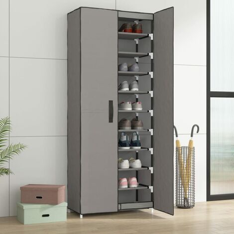 Armoire à chaussure, Meuble à chaussures, Étagère à Chaussuress Gris 60x30x166 cm Tissu LKOWF69319