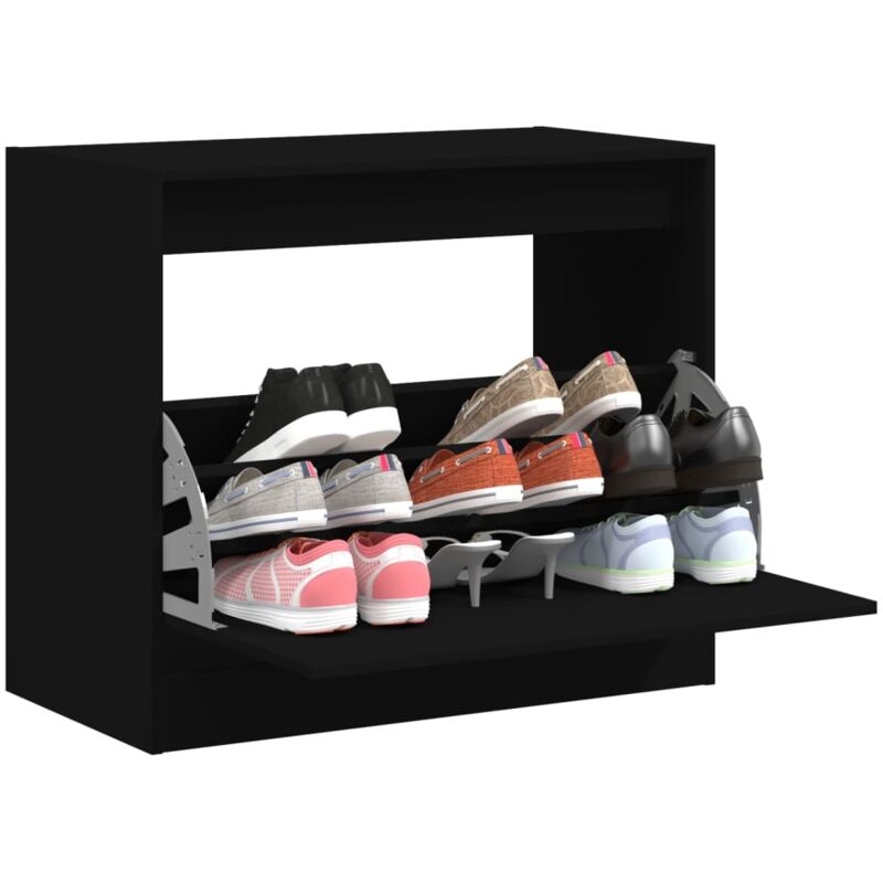 Vidaxl - Armoire à chaussures noir 80x42x69 cm bois d'ingénierie