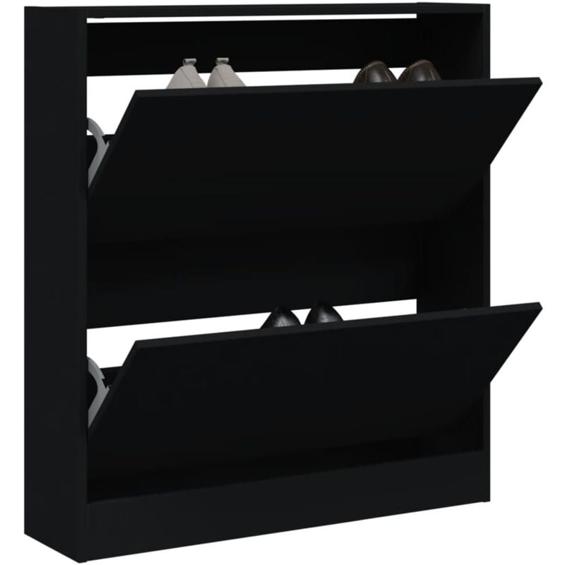 Vidaxl - Armoire à chaussures noir 80x21x87,5 cm bois d'ingénierie